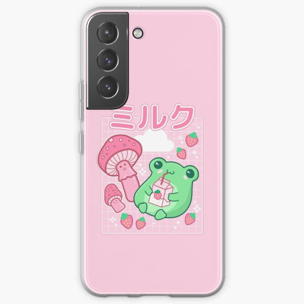 Cute Cottagecore Frog Strawberry Retro 90s Kawaii Aesthetic Y2K - Japanese Pink Fungi Mushrooms - Happy Bubble Milk Froggy - Cyberpunk Wierdcore Pinkish Frogge - Little Things for Teenagers Samsung Galaxy Soft Case RB1110 product Offical cyberpunk Merch