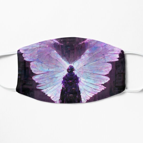 Purple cyberpunk angel - AI generated artwork Flat Mask RB1110 product Offical cyberpunk Merch